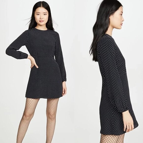 THEORY Polka Dot Long-Sleeve Mini Crepe Dress size 12 - Picture 12 of 12